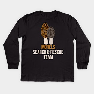 Morel Search Rescue Team Hunting Mushroom Hunter Funny Gift Kids Long Sleeve T-Shirt